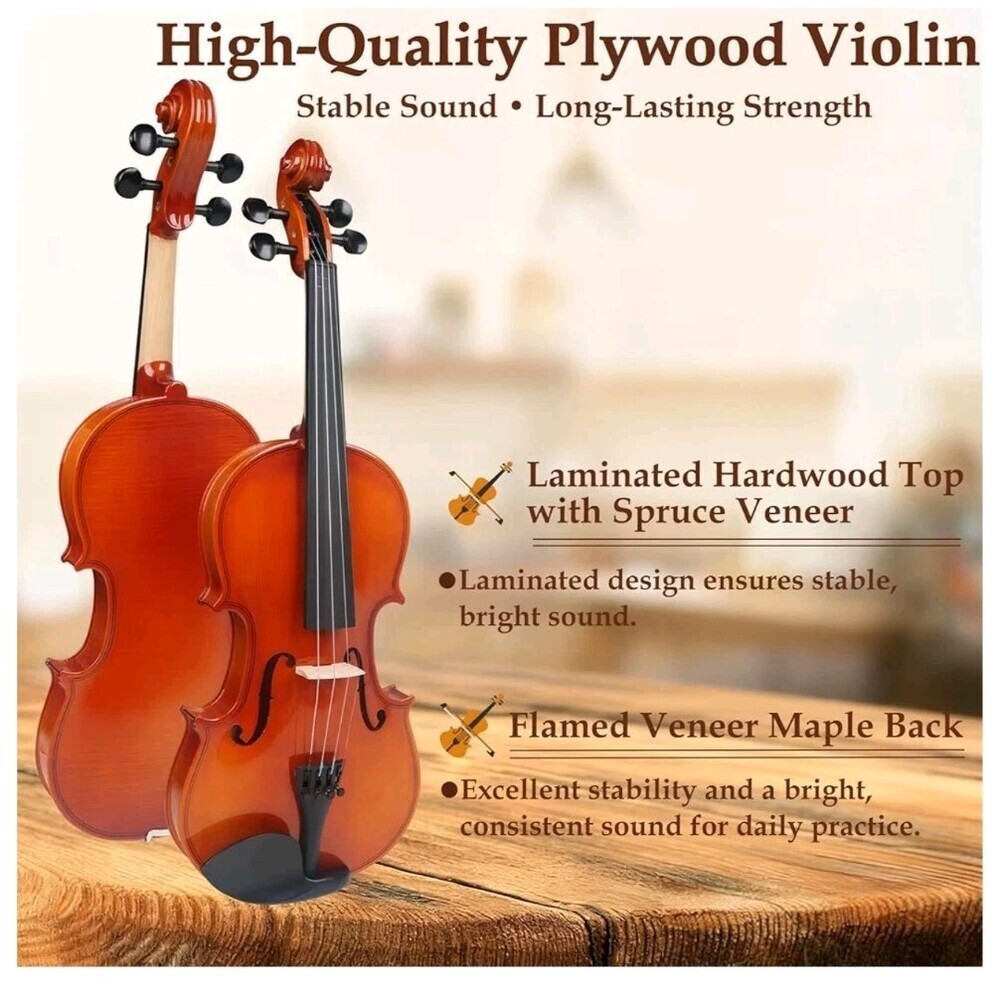 DIGERVY Violin 4/4 Full Size Kit for Beginners and Adults Maple & Spruce Wood - Picture 6 of 14